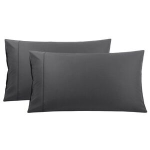 Pillowcase Set of 2, Soft Cotton with Zipper Dark Gray King 20"x36"